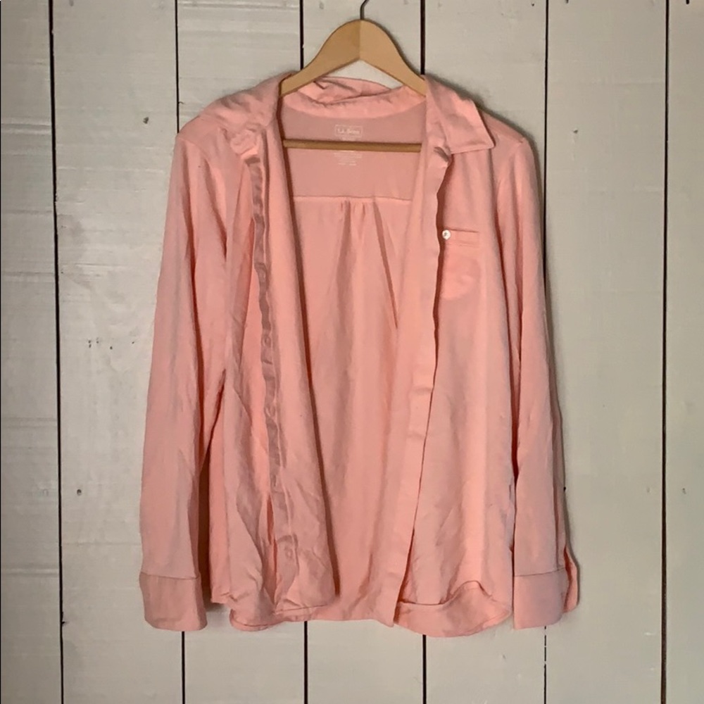 L.L. Bean Pink Super Soft Cotton Modal Button Down
